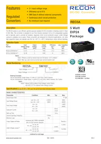 REC5A-0505SW/H2/X1 Datasheet Cover