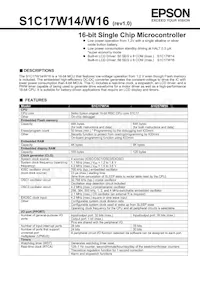 S1C17W16F102100-90 Datasheet Cover