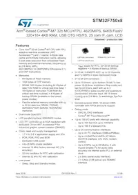 STM32F750V8T6 Datasheet Cover