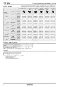 D2AW-A002D R Datasheet Page 2