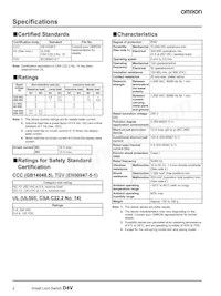 D4V-8104Z Datasheet Page 2