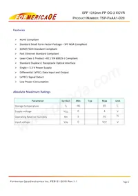 TSP-F2AA1-D28 Datasheet Pagina 2