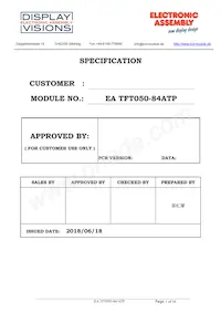 EA TFT050-84ATP數據表 封面