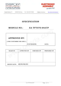 EA TFT070-84ATP Datasheet Copertura